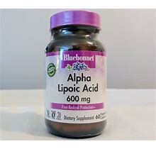 Bluebonnet Alpha Lipoic Acid 600 Mg 60 Veg Capsules, "Free Radical Protection"
