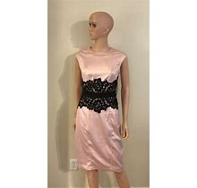 NY & Co Coral With Black Lace Sheath Dress Size S