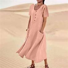 Brilliant Womens Clothes Dresses Clearance Women's Summer Dresses Casual Sleeveless Round Neck Pocket Dress Beach Casual Maxi Sundress Holiday Party/R