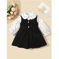 Baby Girl Heart Print Blouse & Button Front dress,9-12m