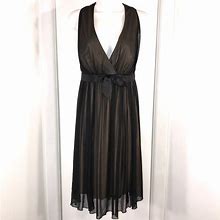 Retro Design Black Sheer Gold Halter Dress, Sz 12 | Color: Black/Tan | Size: 12