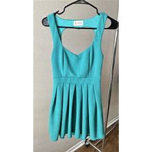 L'atiste By Amy - Teal/Emerald Heart Cut Out Back Lined Dress - Size