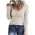 Knosfe Women Workout Tops Ribbed Knit Trendy Casual Ruched Shirts For Women Sexy Cute Fall V Neck Fitted Women's Clothing Long Sleeve Clearance Slim F