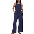 AUTOMET Womens Jumpsuits Dressy Summer Outfits Casual Sleeveless Wide Leg Long Pants Rompers Fashion Clothes 2024