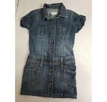 Xhilaration Girl's Size S (6-6X) Blue Jean Dress Short Sleeves Button