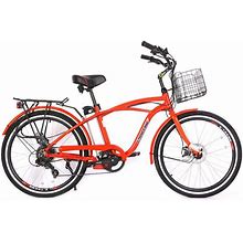 X-Treme Newport Beach Cruiser Electric Bicycle - Red