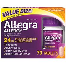 Allegra Adult 24HR Tablet 180 Mg, Allergy Relief - 70.0 Ea