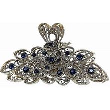 Toymytoy Women's Dark/Blue Vintage Rhinestone Alloy Hair Claws Clips Fashion Hairgrip Hair Accessory For Women And Girls Extra Large