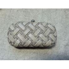 Rsvp Womens Pale Gray/Silver Woven Style Event Clutch /Shoulder Bag