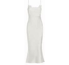 Ramy Brook Women's Elora Embroidered Satin Midi-Dress - Ivory Floral Embellished - Size 16
