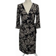 Ann Taylor Loft Petites Dresses | Ann Taylor Loft Petites Knit Wrap Midi Dress Tie Waist Sz 6 Petite Geometric | Color: Brown | Size: 6