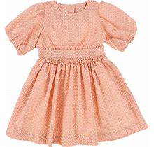 Peach Embroidered Puff Sleeve Dress | Size 10 By Atelier Parsmei