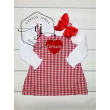 Monogram Valentine's Day Dress For Baby Toddler Kids Girls Valentine's Day Gift Outfit