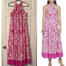 Melonie T Dresses | Melonie T Fuchsia Magenta Ivory Floral Dress Midi Maxi Dress Size 2 4 14 Or 18 | Color: Pink/White | Size: Various