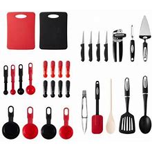 Farberware Professional 30-Piece Black And Red Kitchen Tool And Gadget Starter Set