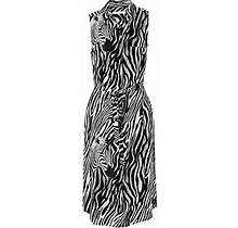 Equipment Tegan Zebra Print Silk Knee Length Belted Dress Shirtdress