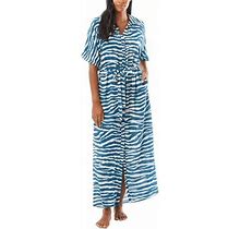 Vince Camuto Azure Zebra Belted Maxi Dress Swim Cover-Up, US X-Small