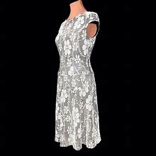 Anne Klein Dresses | Anne Klein Black And White Floral Midi Knit Dress | Color: Black/White | Size: S