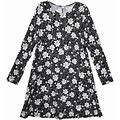 Old Navy T Shirt Dress Size Large Tall Black Floral Long Sleeve