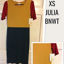 Lularoe Dresses | Xs Colorblock Lularoe Julia | Color: Blue/Gold | Size: Xs