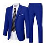 Mens Suits Slim Fit 2 Piece, Solid Blazer Pants Business Suit Set Prom Tuxedo Wedding Suit Jacket Pants Set