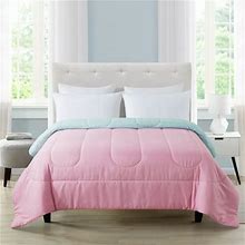 Mainstays Reversible Microfiber Comforter, Pink/Teal, Full/Queen, Adult, Unisex