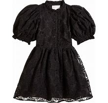 PETITE AMALIE Lace-Trimmed Cotton-Blend Dress Black