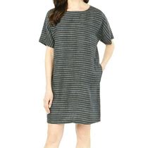Eileen Fisher Large Graphite Gray Tunic Pockets $298 Scoop Neck Dress