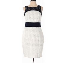 The Limited Casual Dress - Sheath Crew Neck Sleeveless: White Grid Dresses - Women's Size Small