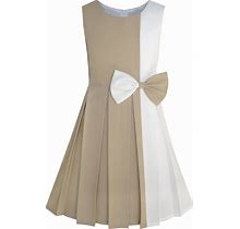 Sunny Fashion Girls Dress Color Block Contrast Bow Tie Everyday Party Size 4-14