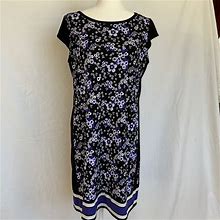 Michael Kors Dresses | Michael Kors Floral Sleeveless Dress - Large | Color: Black/Purple | Size: L