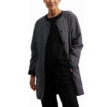 Eileen Fisher Women's Long Quilted Cotton Coat - Black - Size S