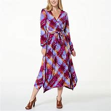 Iman Global Chic Printed Silk Dress With Knot Detail - Pink - Size Petite 3 X