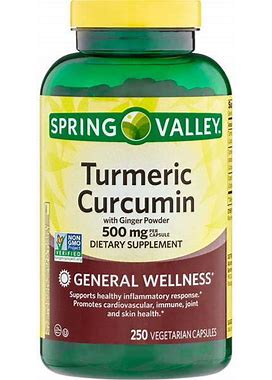 Spring Valley Standardized Extract Turmeric Curcumin Vegetarian Capsules 250 Ct
