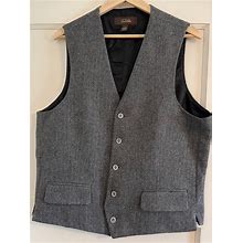 Tasso Elba, Men's M, Wool Blend Gray Black Herringbone Vest,