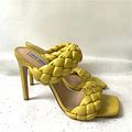 Steve Madden Yellow Quilted Braided Leather Slide Sandals