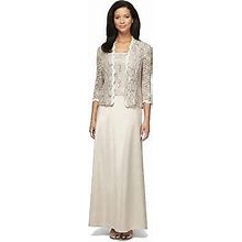 Alex Evenings Women's Two Piece Dress With Lace Jacket (Petite And