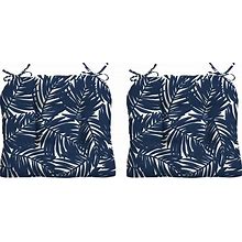 Arden Selections Earthfiber Outdoor Wicker Chair Cushion, 2 Pack, 20 X 18, Water Repellent, Fade Resistant 20 X 18, Navy Blue King Palm
