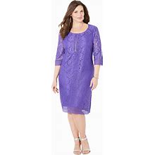 Plus Size Women's Crochet Trim Shift Dress By Catherines In Dark Violet (Size 3X)
