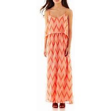 Bisou Bisou Dresses | Bisou Bisou Coral Chevron Maxi Dress | Color: Red | Size: 6