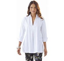 Petites Button Back Popover Tunic Top In White Size Medium By Northstyle Catalog