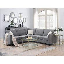 91" Upholstered Living Room Sectional Sofa L Shape Furniture Couch W/