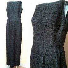 Vintage Dresses | Vintage 50S Marilyn Sheath Lace Column Dress Hollywood Glam Vixen Pinup | Color: Black | Size: S