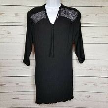 H&M V-Neck Stretchy Fitting Black Dress Women's 4