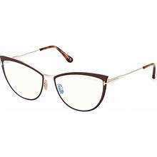 Tom Ford Eyeglasses FT 5877 -B 046 Shiny Rose Gold And Matte Brown Enamel, T L