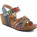 L'artiste By Spring Step Slingback Wedge Sandals - Bosquet, Size EU 42, Navy Multi
