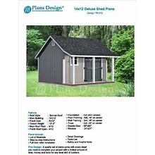14' X 12' Storage Shed With Porch Plans For Backyard Garden - Design P81412