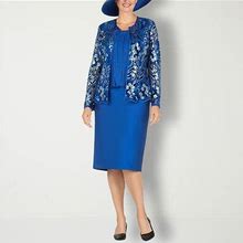 Giovanna Signature 3-Pc. Floral Skirt Suit | Blue | Womens 10 | Suits Skirt Suits | Embellished|Lined | Easter Fashion