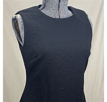 Calvin Klein Embossed Sheath Dress Floral Black Size 4 Textured Stretch