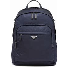 Prada Re-Nylon And Saffiano Leather Backpack, Men, Navy